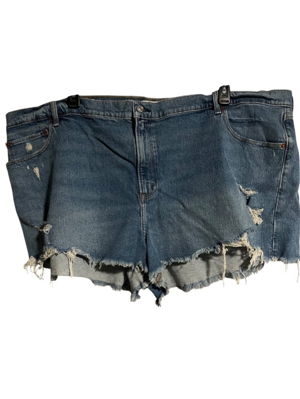 Abercrombie & Fitch The Mom Short High Rise Distressed Denim 24W Light Blue